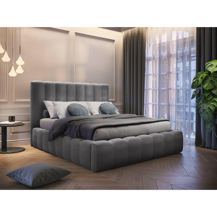 Milo Casa Bedframe Gina met Opbergruimte - 180 x 200 cm - Fluweel - Grijs