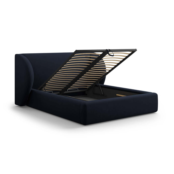 Micadoni Bedframe Miley met Opbergruimte - 160 x 200 cm - Fluweel - Donkerblauw