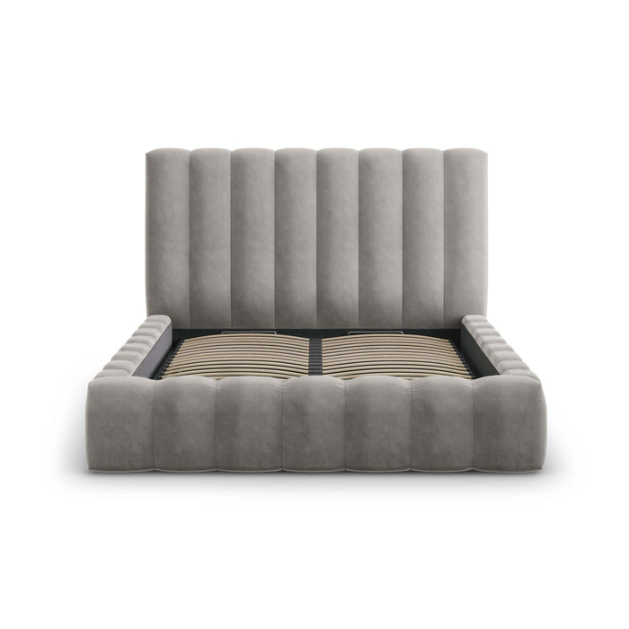 Milo Casa Bedframe Gina met Opbergruimte - 200 x 200 cm - Fluweel - Lichtgrijs