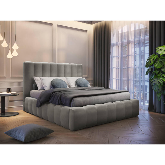 Milo Casa Bedframe Gina met Opbergruimte - 140 x 200 cm - Fluweel - Lichtgrijs