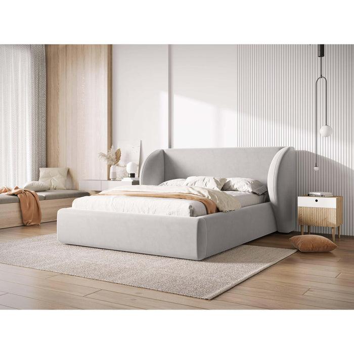 Micadoni Bedframe Miley met Opbergruimte - 140 x 200 cm - Fluweel - Lichtgrijs