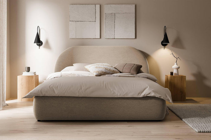 NADUVI Collection Philipa Bedframe - 160 x 200 cm - Fluweel - Lichtbeige