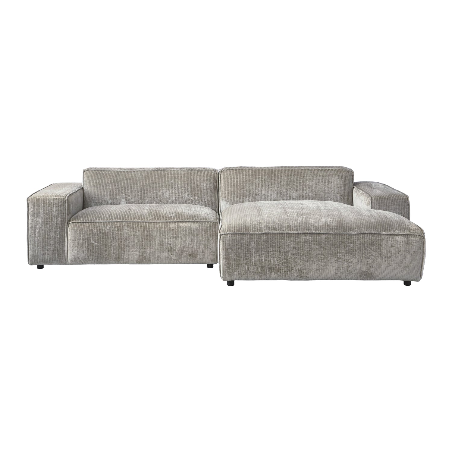 by fonQ Chunky Hoekbank met Chaise Longue Rechts - Rib - Olifantengrijs