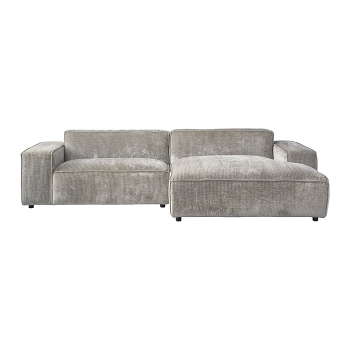 by fonQ Chunky Hoekbank met Chaise Longue Rechts - Rib - Olifantengrijs