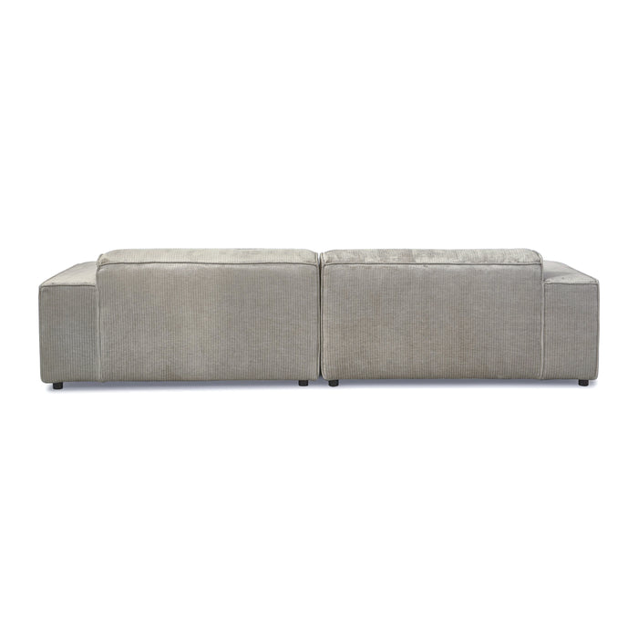 by fonQ Chunky Hoekbank met Chaise Longue Rechts - Rib - Olifantengrijs