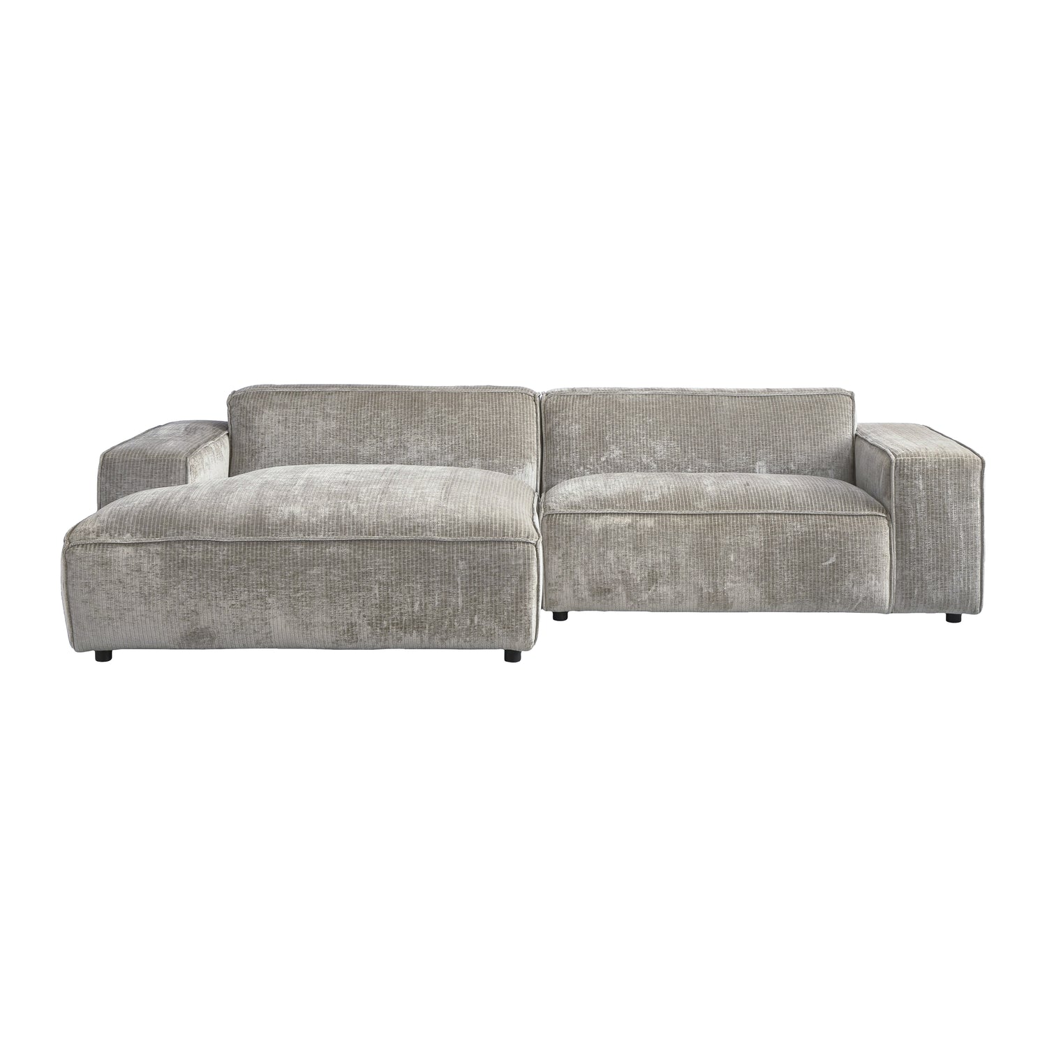 by fonQ Chunky Hoekbank met Chaise Longue Links - Rib - Olifantengrijs
