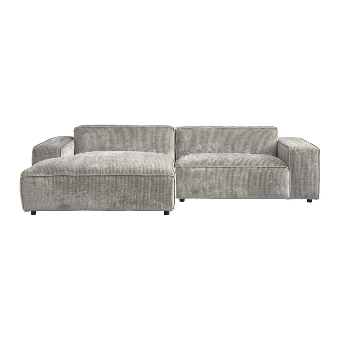 by fonQ Chunky Hoekbank met Chaise Longue Links - Rib - Olifantengrijs