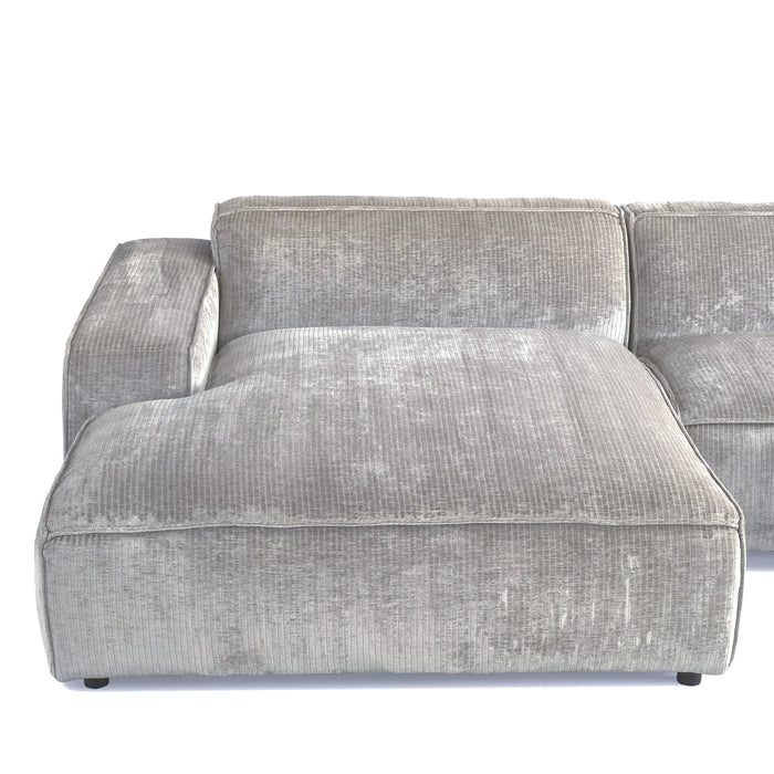 by fonQ Chunky Hoekbank met Chaise Longue Links - Rib - Olifantengrijs