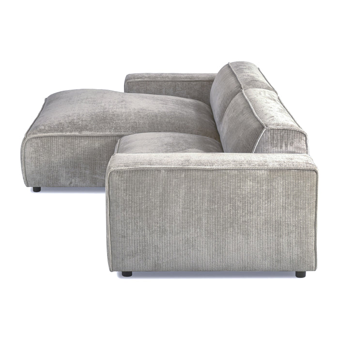 by fonQ Chunky Hoekbank met Chaise Longue Links - Rib - Olifantengrijs