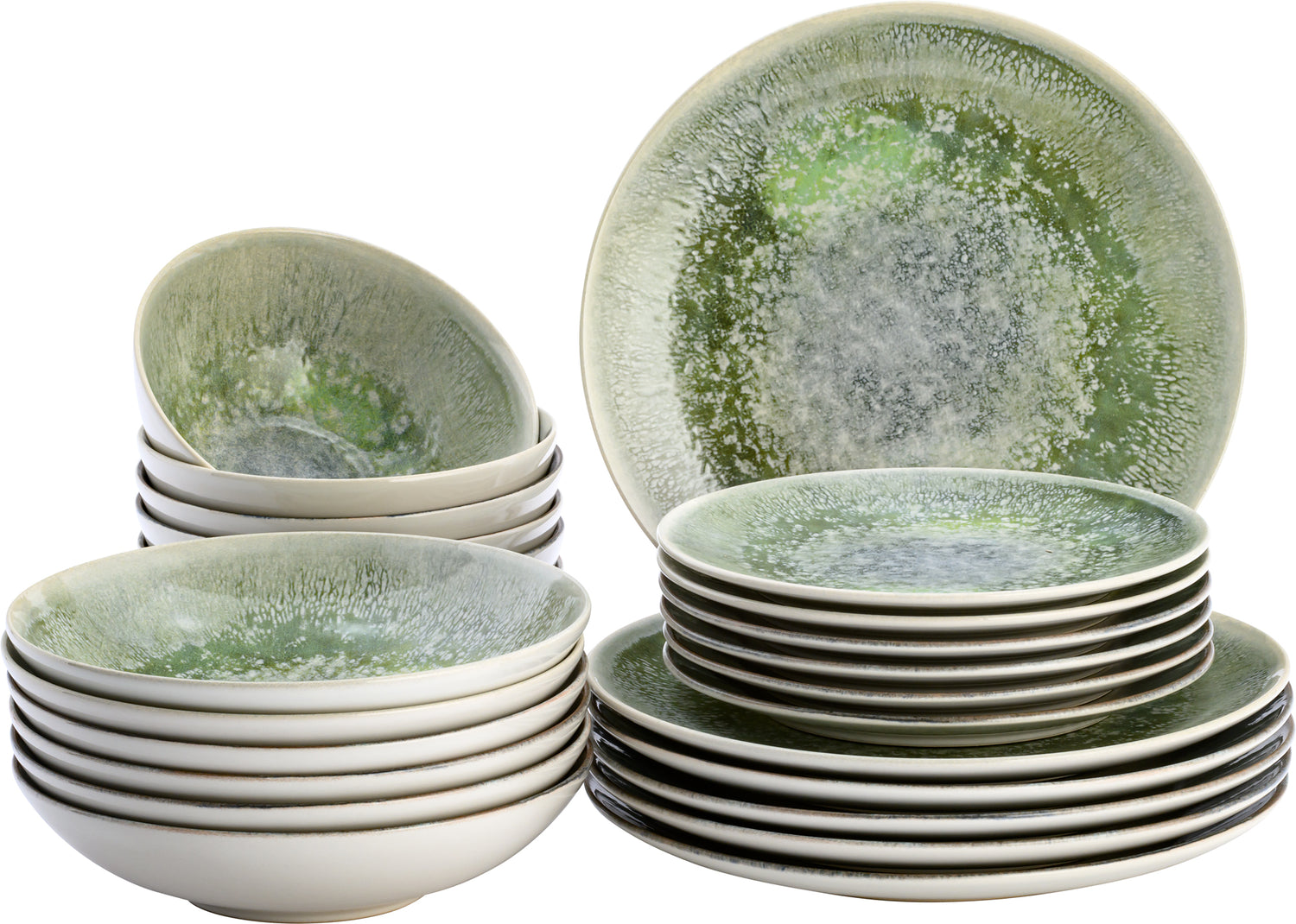 Lite-Body - Serviesset Hermes - 6 personen - 24 delig - Groen reliëf