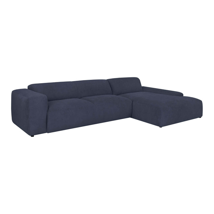 by fonQ Wonder 5-zits Hoekbank met Chaise Longue Rechts XL - Rib - Navy
