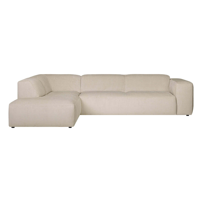 by fonQ Wonder 5-zits Hoekbank Links - Open Eind - Rib - Beige