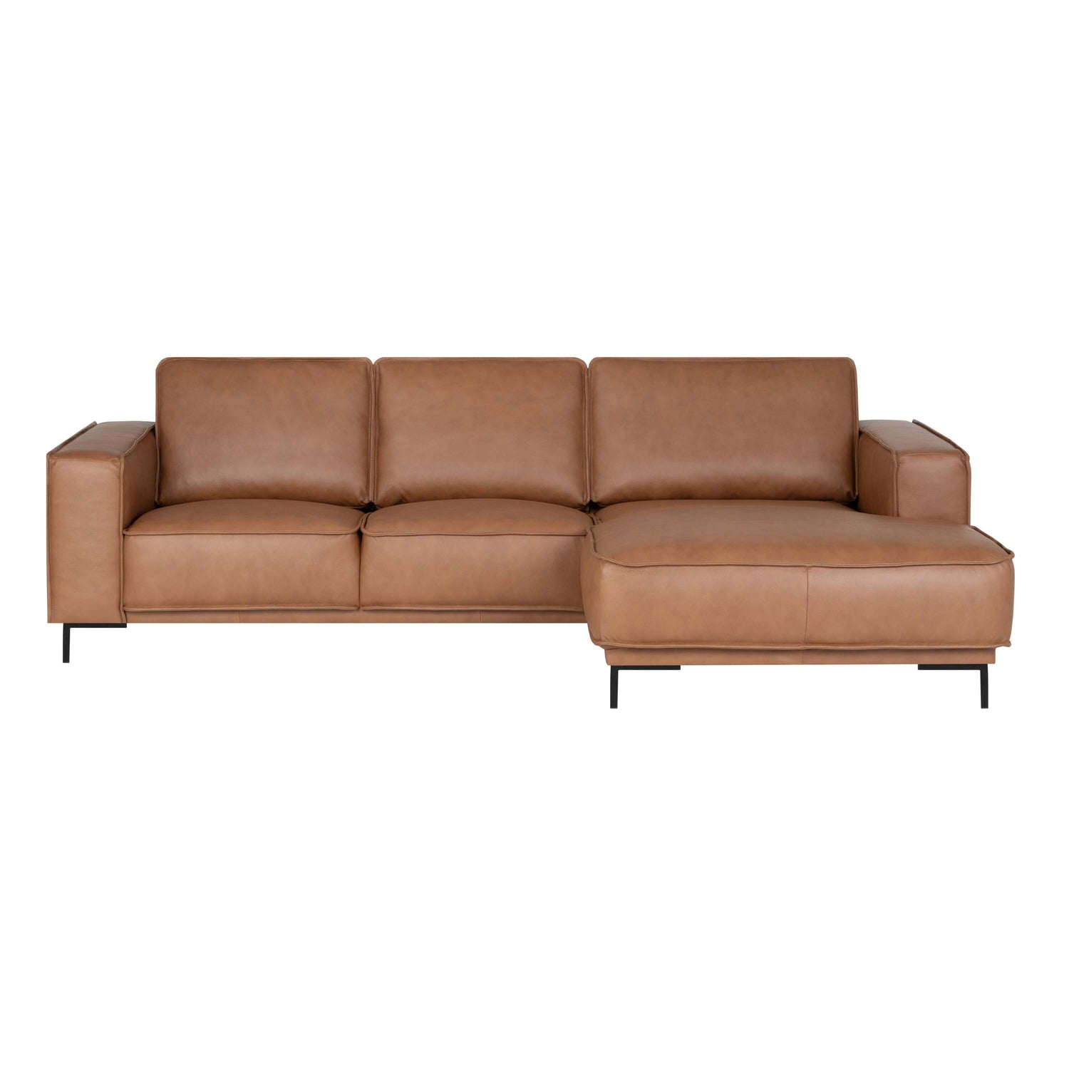 by fonQ Brisk Hoekbank met Chaise Longue Rechts - Buffelleer - Cognac