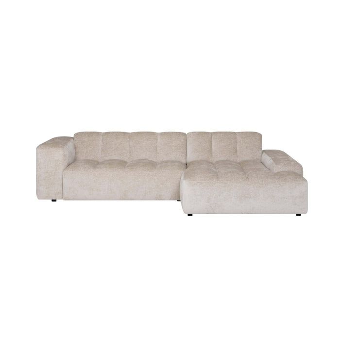by fonQ Plume 3-zits Hoekbank met Chaise Longue Rechts - Chenille - Beige