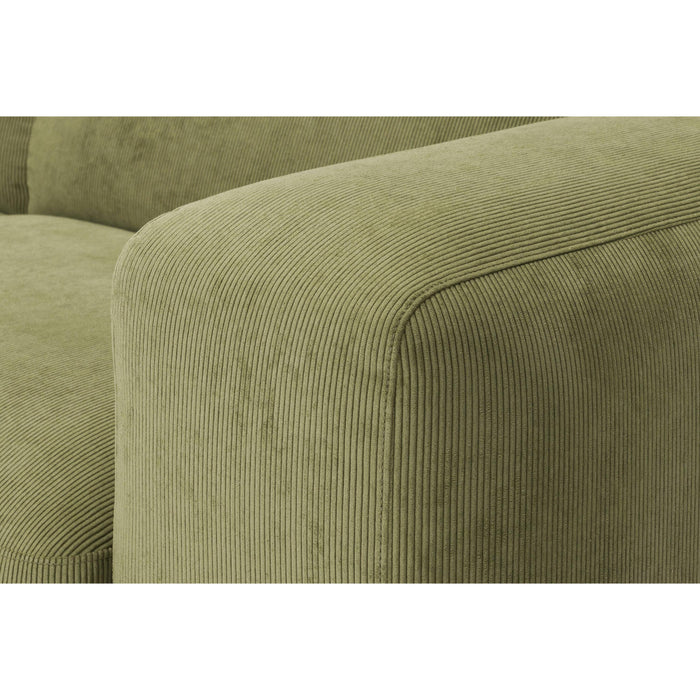 by fonQ Wonder 5-zits Hoekbank Links - Open Eind - Rib  - Mosgroen