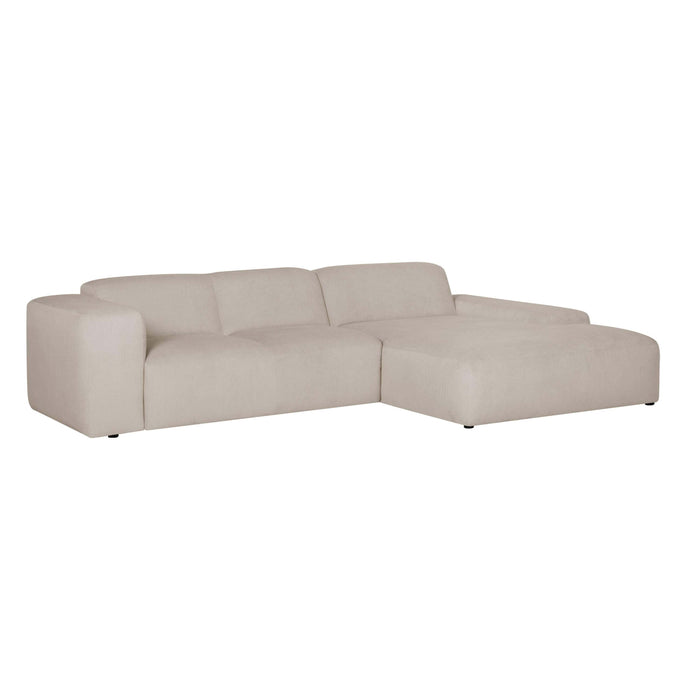 by fonQ Wonder 4-zits Hoekbank met Chaise Longue Rechts - Rib - Beige