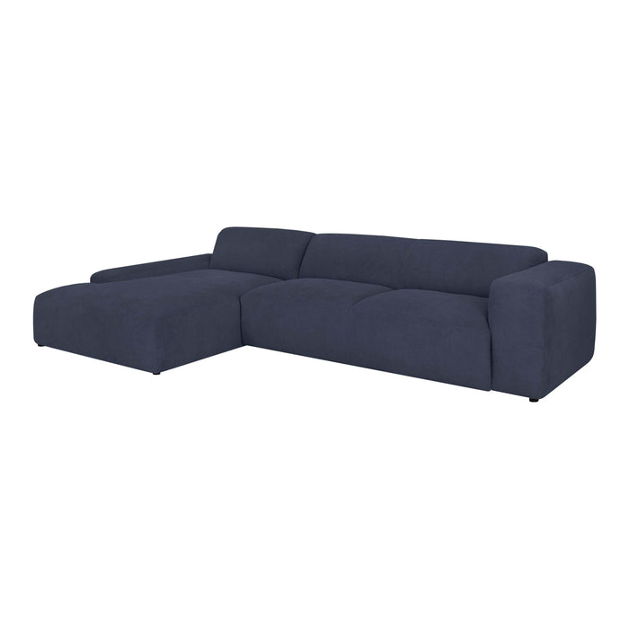 by fonQ Wonder 5-zits Hoekbank met Chaise Longue Links XL - Rib - Navy