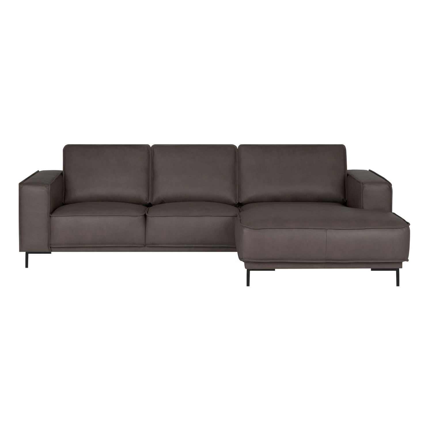 by fonQ Brisk Hoekbank met Chaise Longue Rechts - Buffelleer - Donkerbruin
