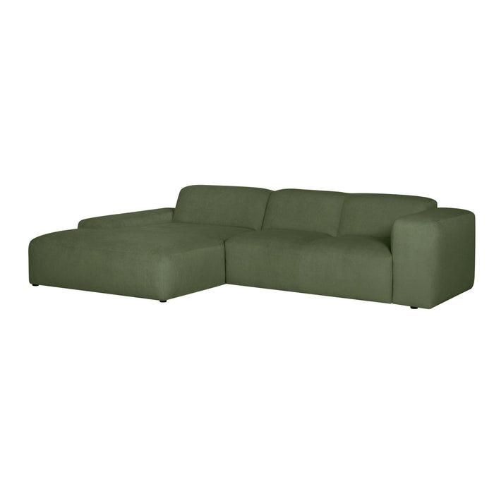 by fonQ Wonder 4-zits Hoekbank met Chaise Longue Links - Rib - Mosgroen