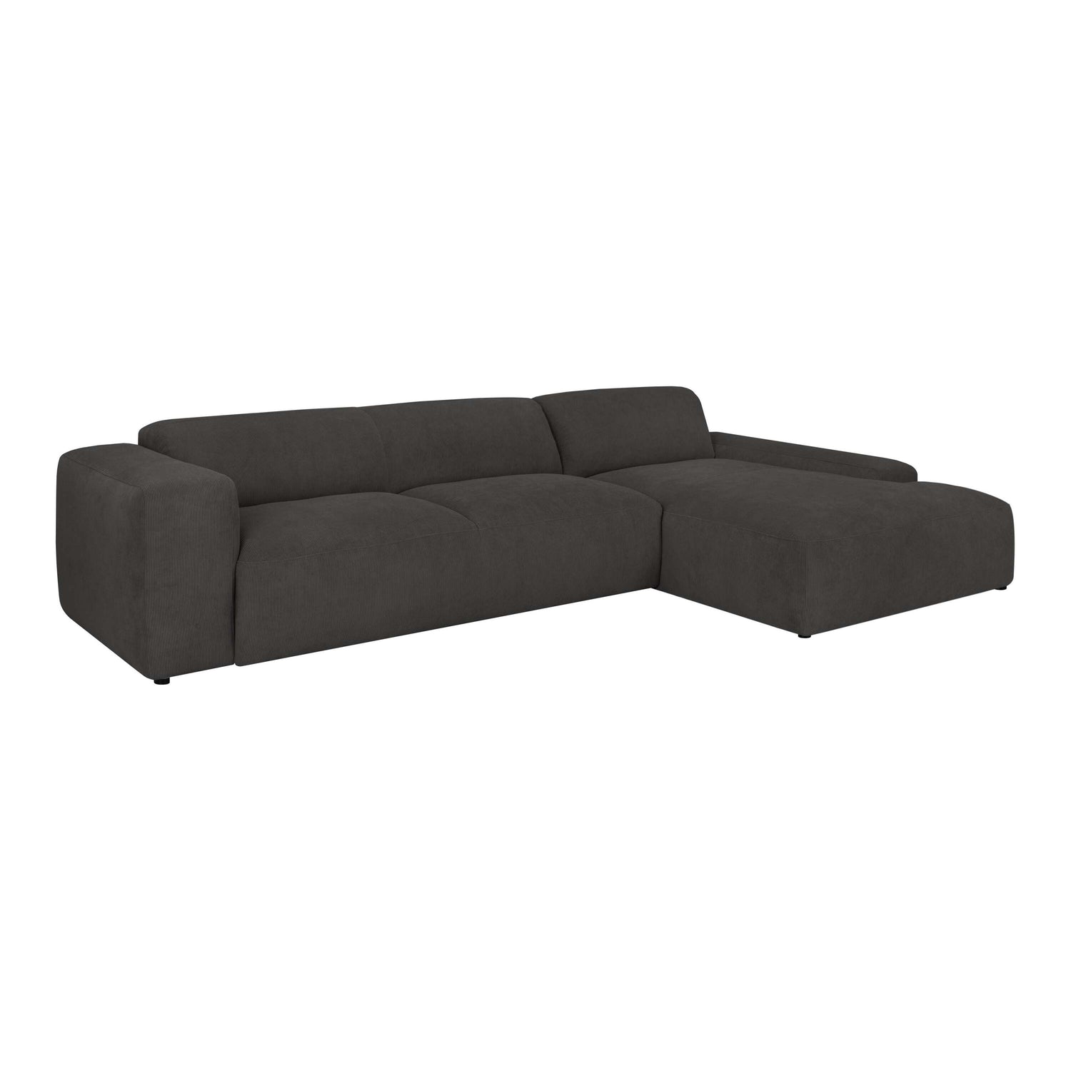 by fonQ Wonder 5-zits Hoekbank met Chaise Longue Rechts XL - Rib - Antraciet