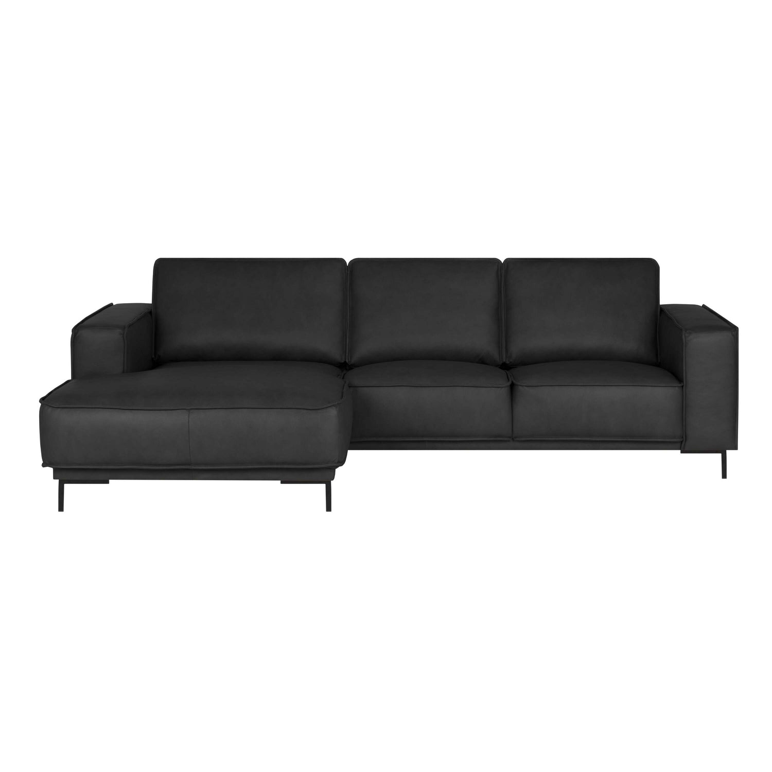 by fonQ Brisk Hoekbank met Chaise Longue Links - Buffelleer - Zwart