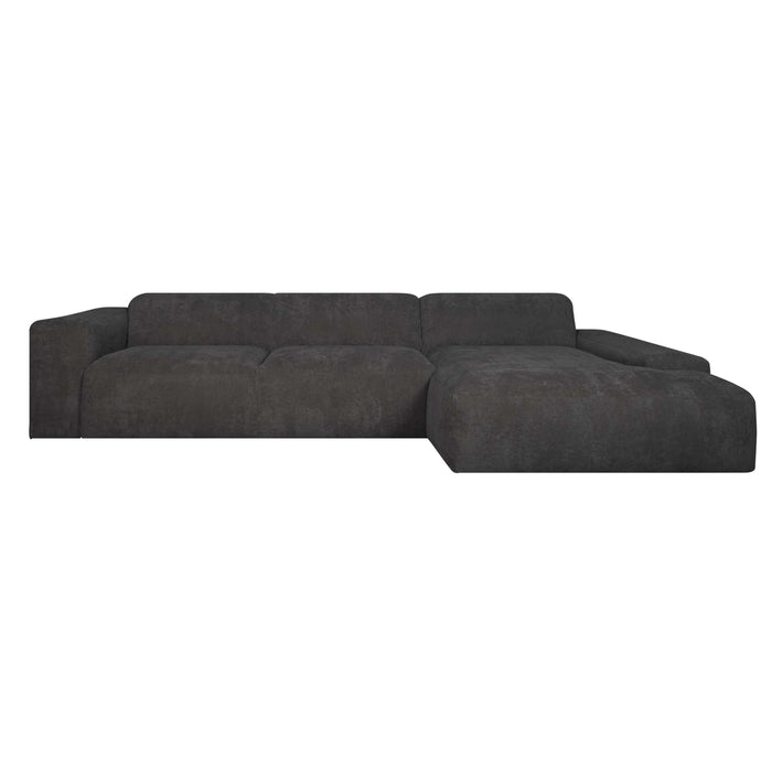 by fonQ Wonder 5-zits Hoekbank met Chaise Longue Rechts - Rib - Antraciet