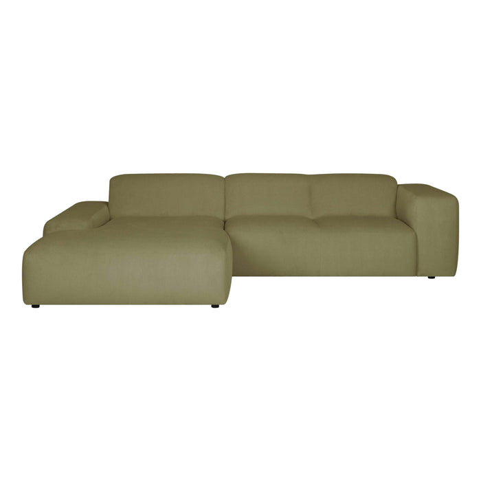 by fonQ Wonder 4-zits Hoekbank met Chaise Longue Links XL - Rib - Mosgroen