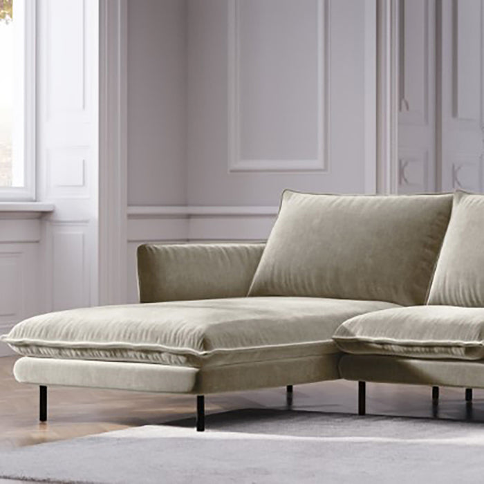 Cosmopolitan Design Vienna Hoekbank met Chaise Longue Links - Velvet - Beige