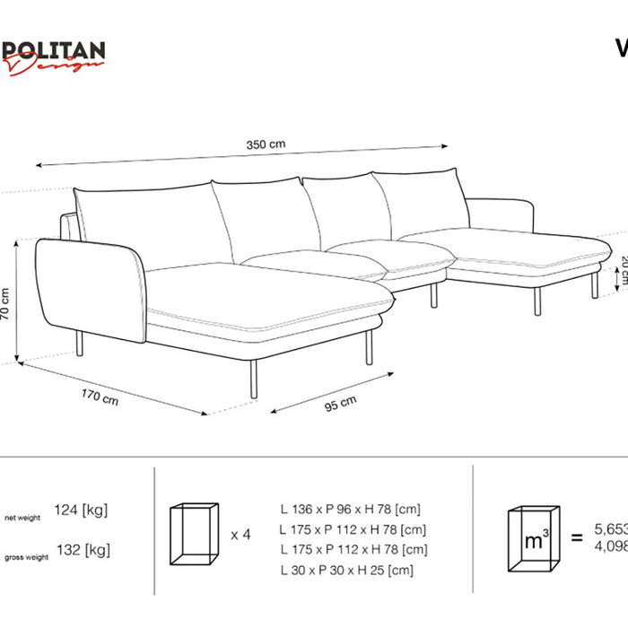 Cosmopolitan Design Vienna U-bank - Velvet - Beige