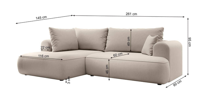 NADUVI Collection Hoekbank Philipa Big links velvet met slaapfunctie