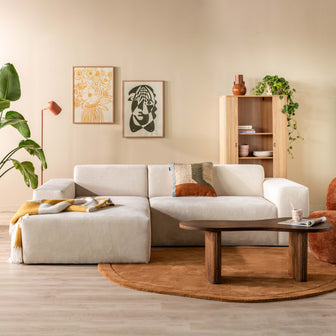 NADUVI Collection Nina Hoekbank Links - Ribstof - Crème