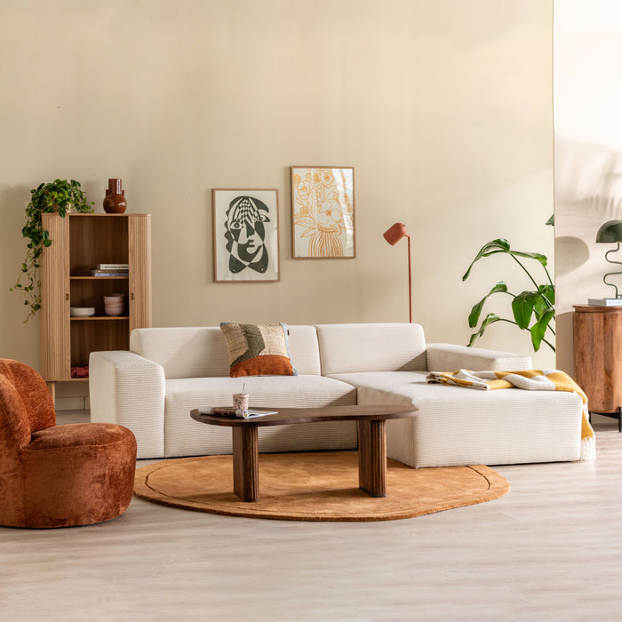 NADUVI Collection Nina Hoekbank Rechts - Ribstof - Crème