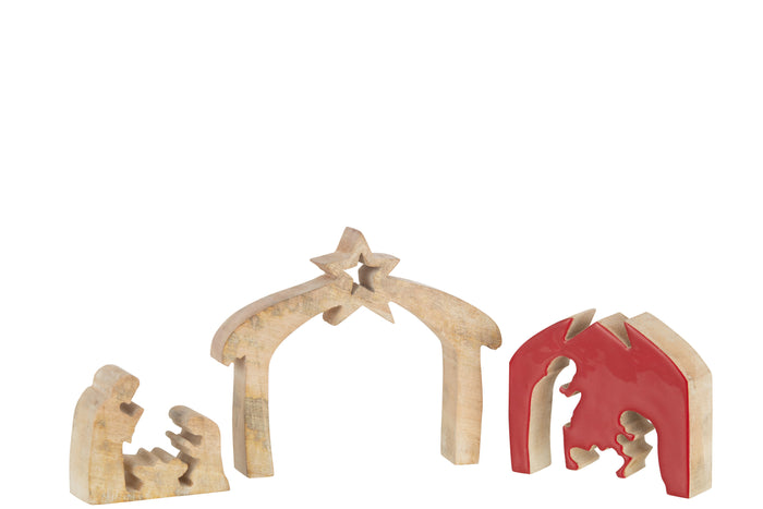 J-Line kerstdecoratie - hout - rood - small