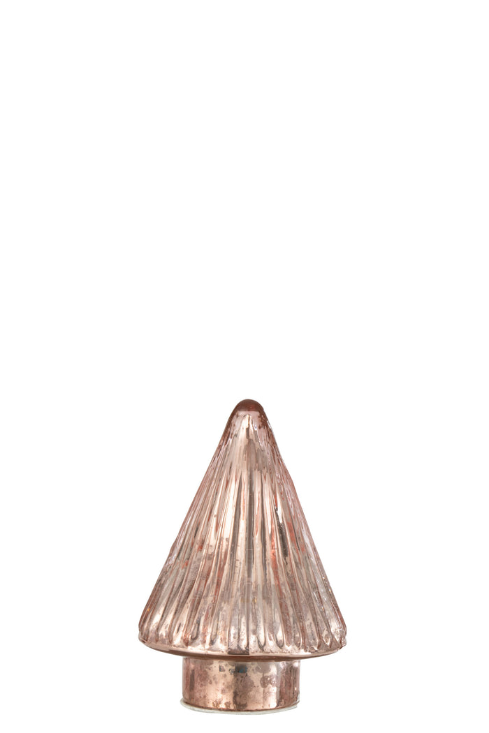 J-Line decoratie Kerstboom - glas - roze - extra small - LED lichtjes
