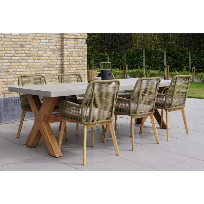 BUITEN living Norwich dining tuintafel | kruispoot | betonlook +
