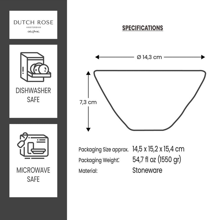 Dutch Rose Kom 14 cm Licht Grijs