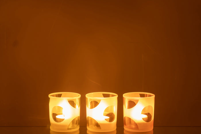 J-Line windlicht Ronden - glas - mix|pastel - small - 3 stuks