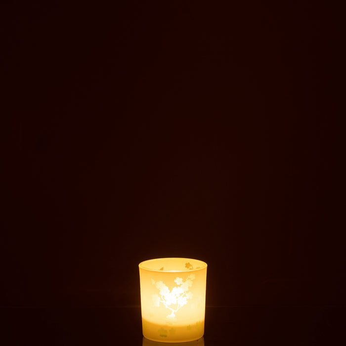 J-Line theelichthouder Bloemen - glas - groen - small