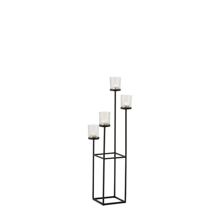 J-Line kaarshouder 4 Delen - metaal|glas - zwart