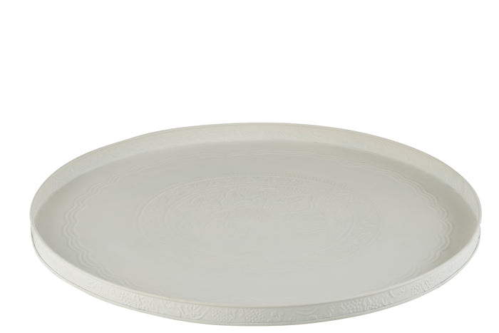 J-Line plateau Rond Klassiek - ijzer - wit - large