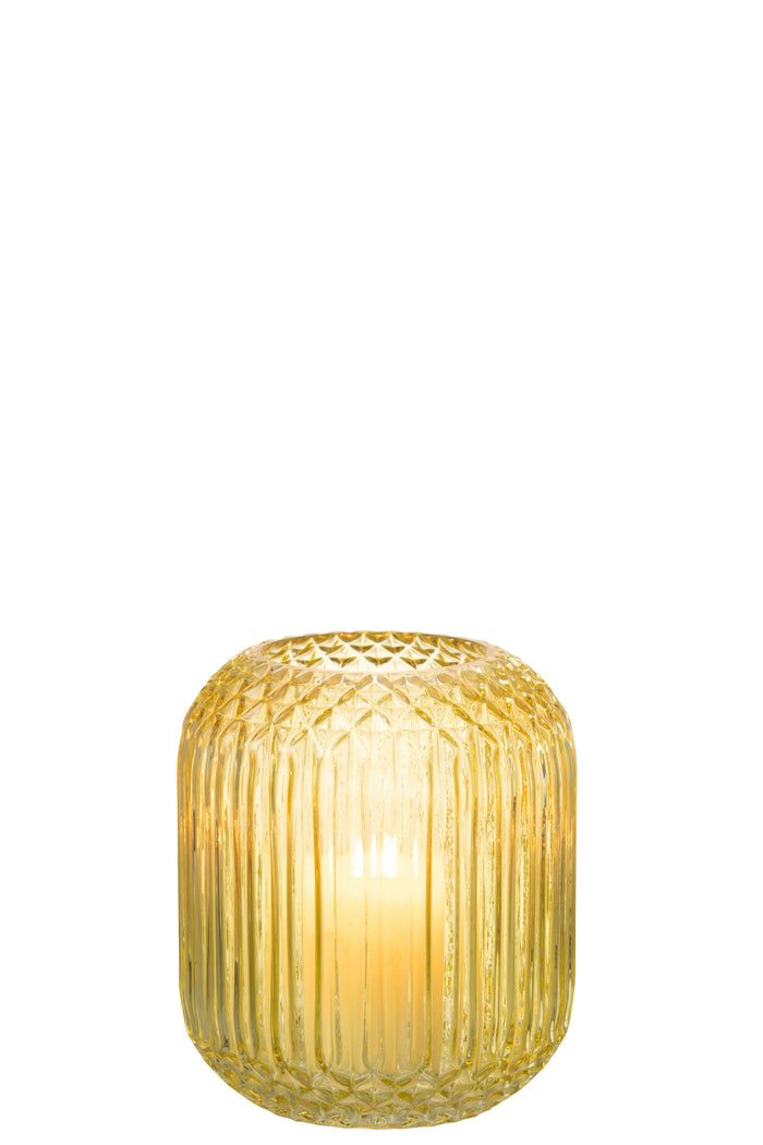 J-Line vaas Recht Geslepen - glas - geel - small - Ø 14.5 cm