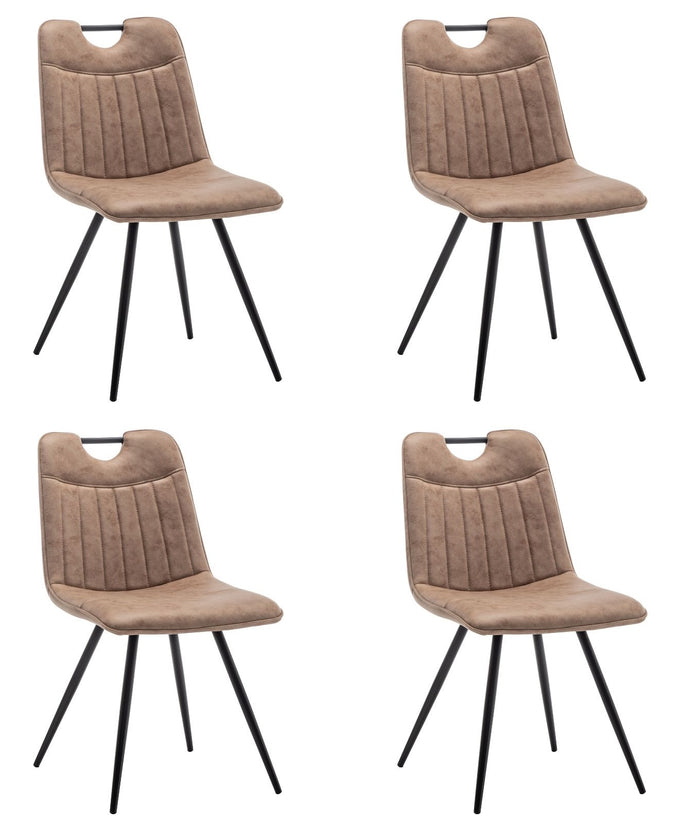 Furnihaus Eetkamerstoel Leon Microvezel Taupe Set van 4