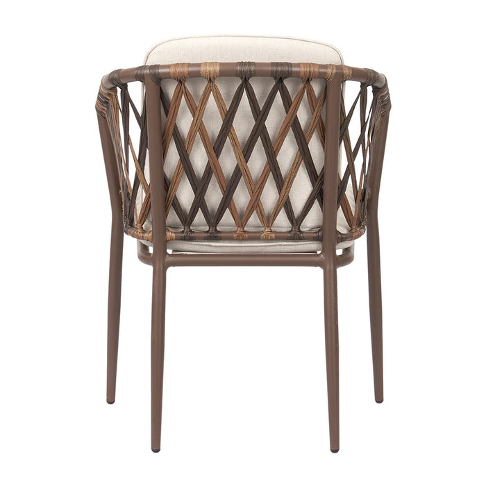 Lisomme Noor rotan tuinstoel bruin - met beige zitkussens