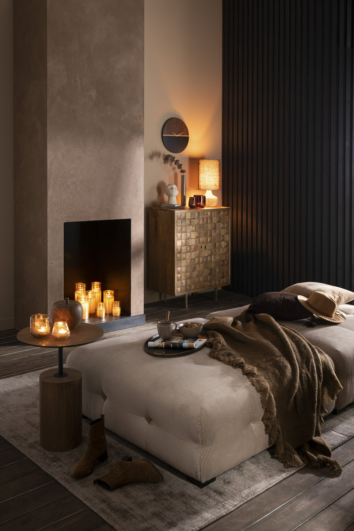 J-Line plaid Franje - polyester - bruin - 180 x 140 cm