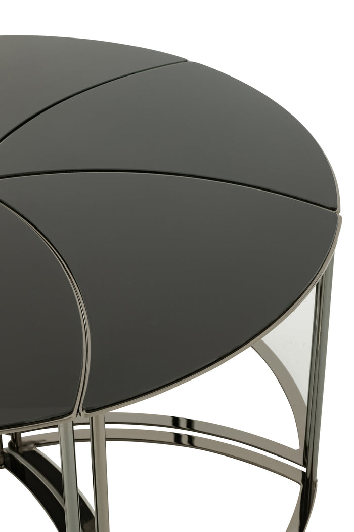 J-Line tafel Tornado - metaal|glas - zwart - set van 6