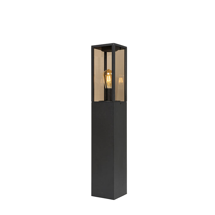QAZQA Staande buitenlamp zwart met smoke 80 cm IP44 - Charlois