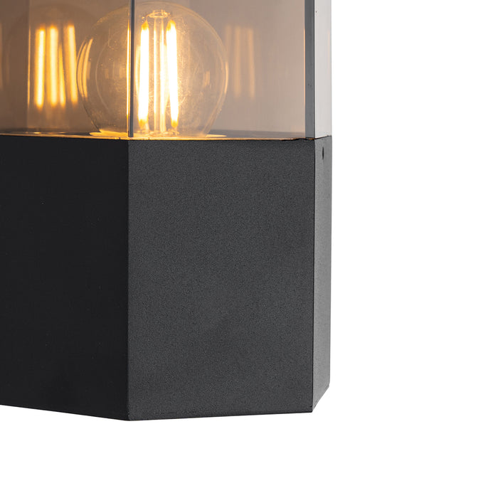QAZQA Buiten wandlamp zwart met smoke glas zeshoek IP44 - Denmark