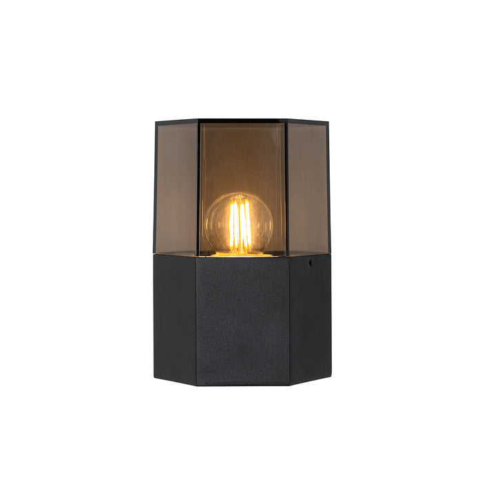QAZQA Buiten wandlamp zwart met smoke glas zeshoek IP44 - Denmark