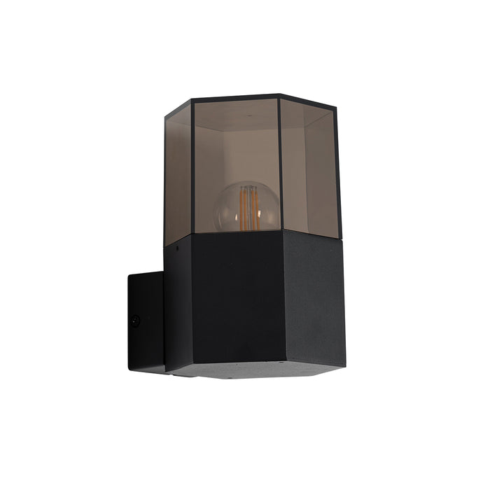 QAZQA Buiten wandlamp zwart met smoke glas zeshoek IP44 - Denmark