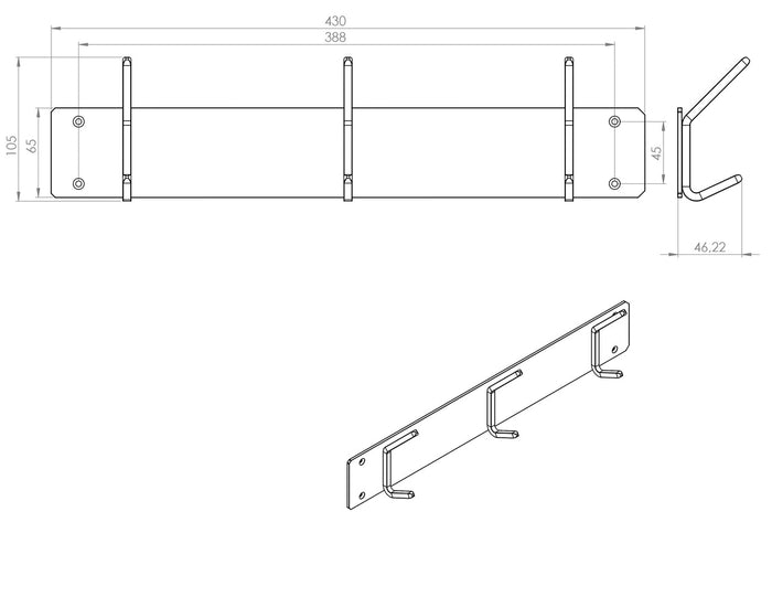 Gorillz Mystiek Three - Wandkapstok - 6 Kapstok haken - Wit